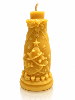 Bienenwachskerze „Flasche mit Weihnachtsmotiv“