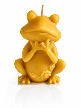 Bienenwachskerze „Frosch mit Blüten“