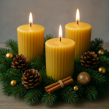 Preview: Stumpenkerze aus 100 % Bienenwachs – handgegossen, lang brennend