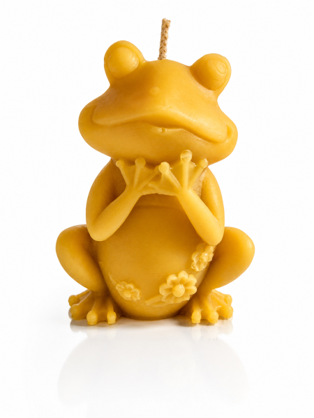 Bienenwachskerze „Frosch mit Blüten“