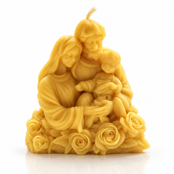 Bienenwachskerze Heilige Familie mit Rosen